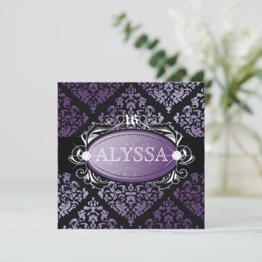 311豪華な紫のダマスクスイート16 招待状 (スタンド正面)