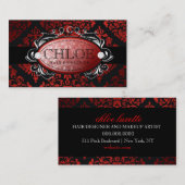 311贅沢に赤い甘草のダマスク織のモノグラム 名刺 (正面/裏面)