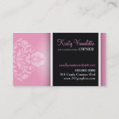 311贅沢にVinceletteのダマスク織のピンクの紫色 名刺 (裏面)
