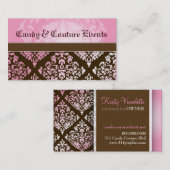 311贅沢にVinceletteのダマスク織2ピンクのブラウン 名刺 (正面/裏面)