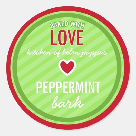 311赤緑ラブホストライプのメ焼いたメイド ラウンドシール (正面)