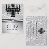 311輝きのブティックのヒョウのダイヤモンドののどの銀 名刺 (正面/裏面)