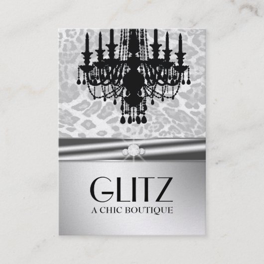 311輝きのブティックのヒョウのダイヤモンドののどの銀 名刺 (正面)