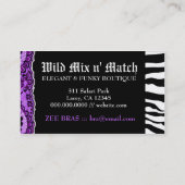 311野生の組合せnのマッチの紫色 名刺 (裏面)