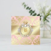 311金ダマスク織のきらめくの女王のベビーシャワー 招待状 (スタンド正面)