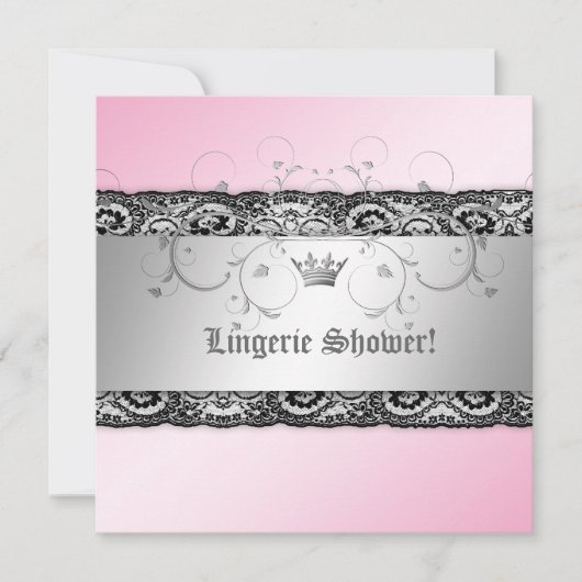 311銀のレースが付いている神のピンクのきらめくのランジェリー 招待状 (正面)