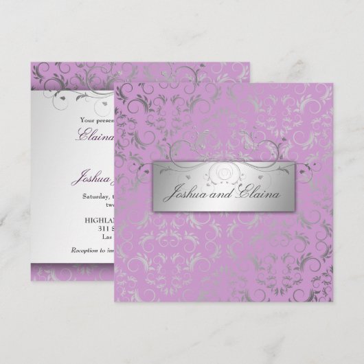 311銀神|薄紫 招待状 (正面/裏面)