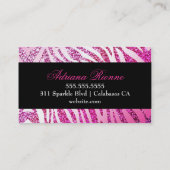 311頭のシマウマのグリッターのピンク 名刺 (裏面)