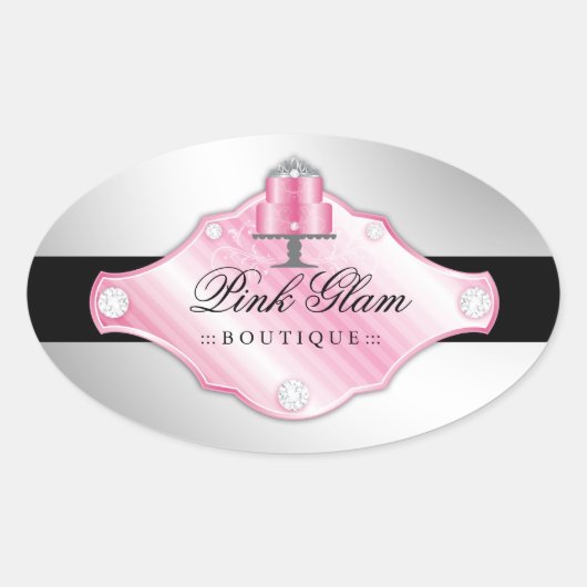 311高級ケーキフェイクシルバー背景 楕円形シール (正面)