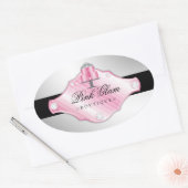 311高級ケーキフェイクシルバー背景 楕円形シール (封筒)