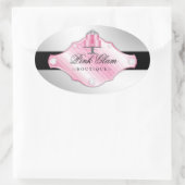 311高級ケーキフェイクシルバー背景 楕円形シール (バッグ)