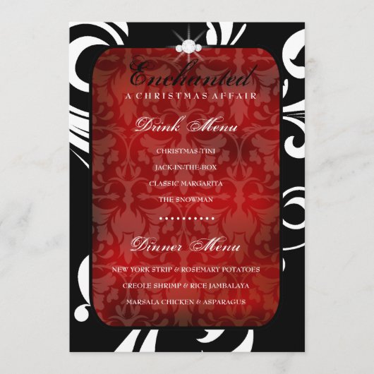 311魅了された赤く粋な渦巻の夕食/飲み物メニュー メニュー (正面)