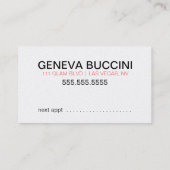 311魅力の毛のアポイントメントカードの金属紙 予約カード (裏面)