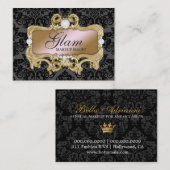 311魅力的で熱狂するなピンクの金ゴールドのダマスク織 名刺 (正面/裏面)