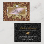 311魅力的で熱狂するなピンクの金ゴールドのヒョウ 名刺 (正面/裏面)