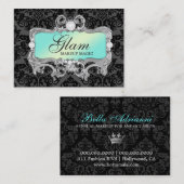 311魅力的で熱狂するな水の黒のダマスク織 名刺 (正面/裏面)