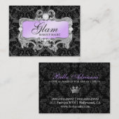 311魅力的で熱狂するな薄紫の黒のダマスク織 名刺 (正面/裏面)