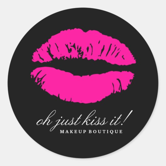 311 – ああキスだ！ホットピンク |黒 ラウンドシール (正面)