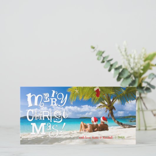 311-おもしろいキーメリークリスマスカスタム写真 シーズンカード (スタンド正面)