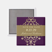 311 – まぶしいダマスク金ゴールドアイボリーナス マグネット (正面/裏面)