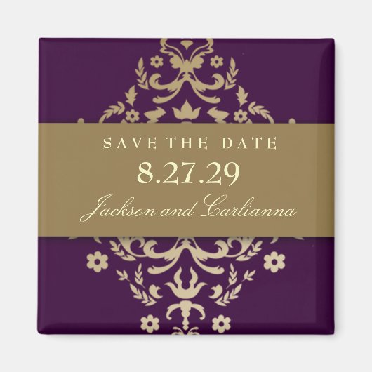 311 – まぶしいダマスク金ゴールドアイボリーナス マグネット (正面)