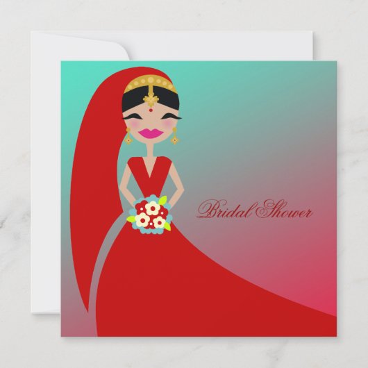 311-インディアン美しい|ブライダルシャワーターコイズドリーム 招待状 (正面)