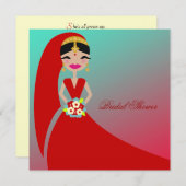 311-インディアン美しい|ブライダルシャワーターコイズドリーム 招待状 (正面/裏面)