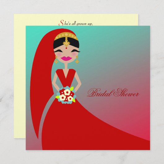 311-インディアン美しい|ブライダルシャワーターコイズドリーム 招待状 (正面/裏面)