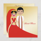 311-インドの美しさと花婿のブライズシャワー 招待状 (正面/裏面)