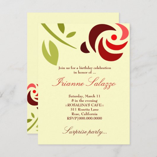 311-エレガントなローズの招待状 インビテーションポストカード (正面/裏面)