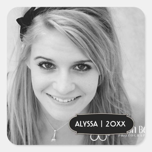 311 – カスタマイズ可能な卒業写真シール スクエアシール (正面)