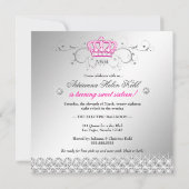 311-クイーン/一日|Sweet sixteenホットピンク 招待状 (裏面)