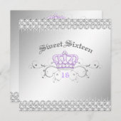 311-クイーン/一日|Sweet sixteen薄紫 招待状 (正面/裏面)