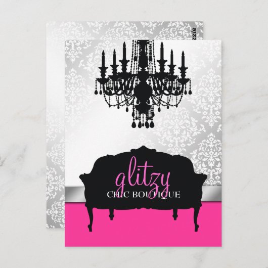 311 – グリジーなシックなブティックホットピンクのはがき ポストカード (正面/裏面)