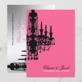 311-グリッツシャンデリア-招待状メタリックバラ 招待状 (正面/裏面)