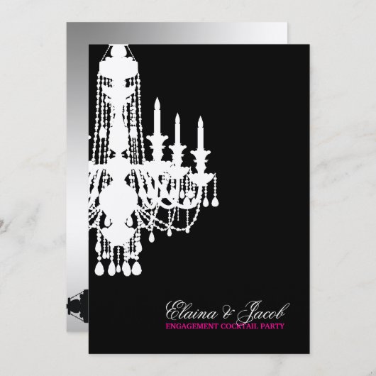 311-グリッツシャンデリア-招待状メタルシルバー 招待状 (正面/裏面)