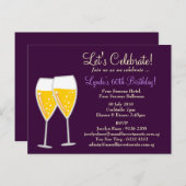 311 – シャンパンお祝いパープル インビテーションポストカード (正面/裏面)