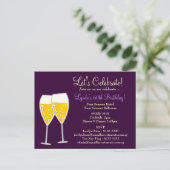 311 – シャンパンお祝いパープル インビテーションポストカード (スタンド正面)