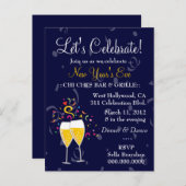 311-シャンパン セレブレーション ネイビーブルー インビテーションポストカード (正面/裏面)