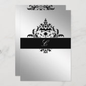 311-シンプルなダマスエレガントクシルバー 招待状 (正面/裏面)