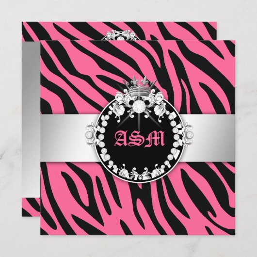 311-ゼブラ-ティークダイヤモンドn'キススイート16ピンク2 招待状 (正面/裏面)