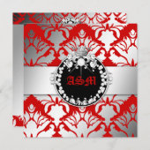 311-ダマスクきらめくクイーンキススイート16さくらんぼ 招待状 (正面/裏面)