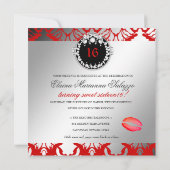 311-ダマスクきらめくクイーンキススイート16さくらんぼ 招待状 (裏面)