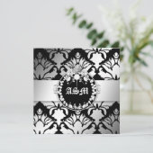 311-ダマスク シマー クイーン スウィート シックスティーン ブラック ホワイト 招待状 (スタンド正面)