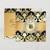 311 ダマスク シマー クイーン ファブ 50 ブラック 招待状 (正面/裏面)