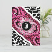 311-ピンクのヒョウとレースの招待状 招待状 (スタンド正面)
