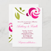 311 – ピンクエレガントローズ招待状 インビテーションポストカード (正面/裏面)