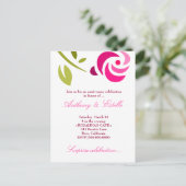 311 – ピンクエレガントローズ招待状 インビテーションポストカード (スタンド正面)