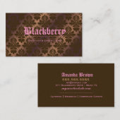 311- ブラックベリー"純粋な"チョコレートトラッフルのダマスク織 名刺 (正面/裏面)