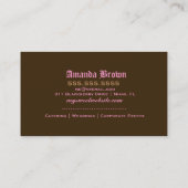 311- ブラックベリー"純粋な"チョコレートトラッフルのダマスク織 名刺 (裏面)